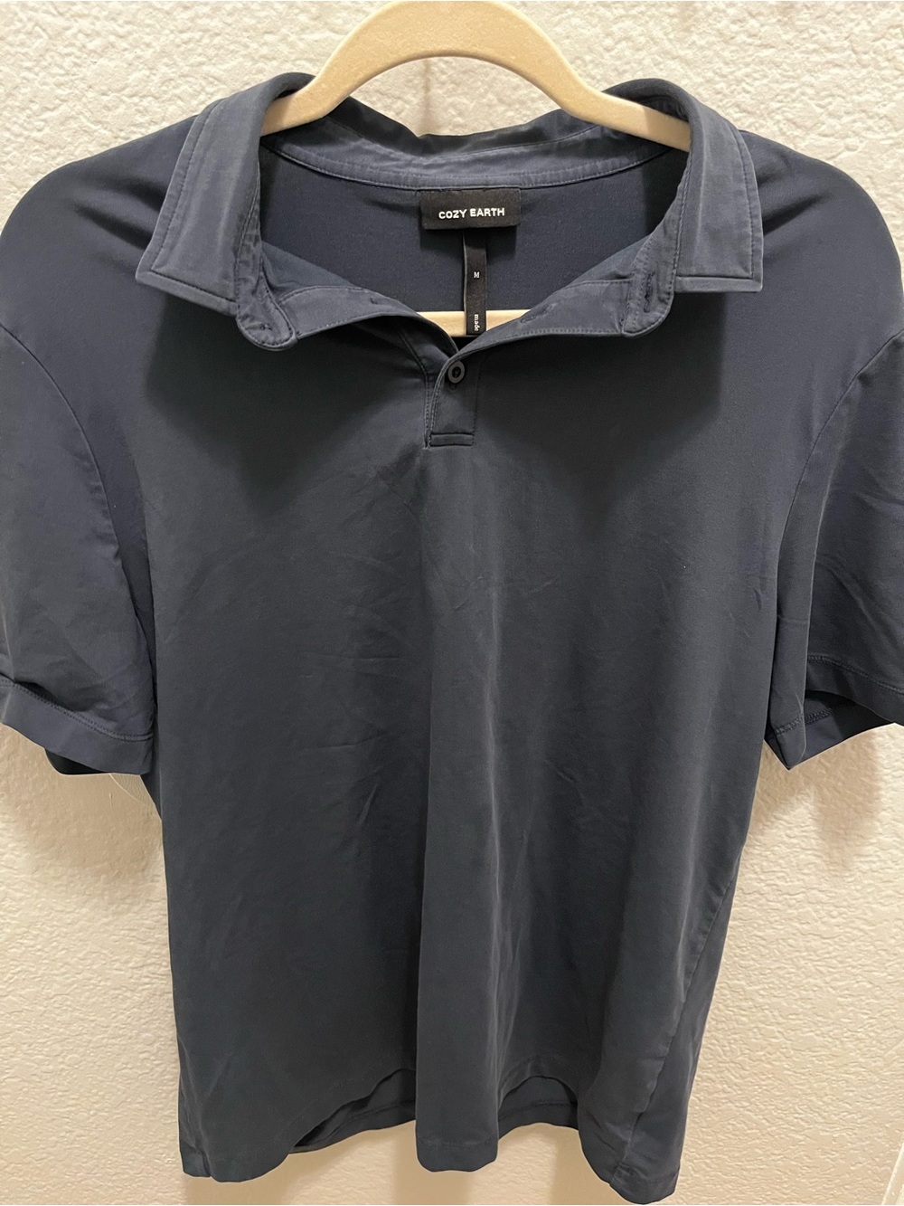 Cozy Earth Mens Navy Blue Bamboo Polo Shirt M
